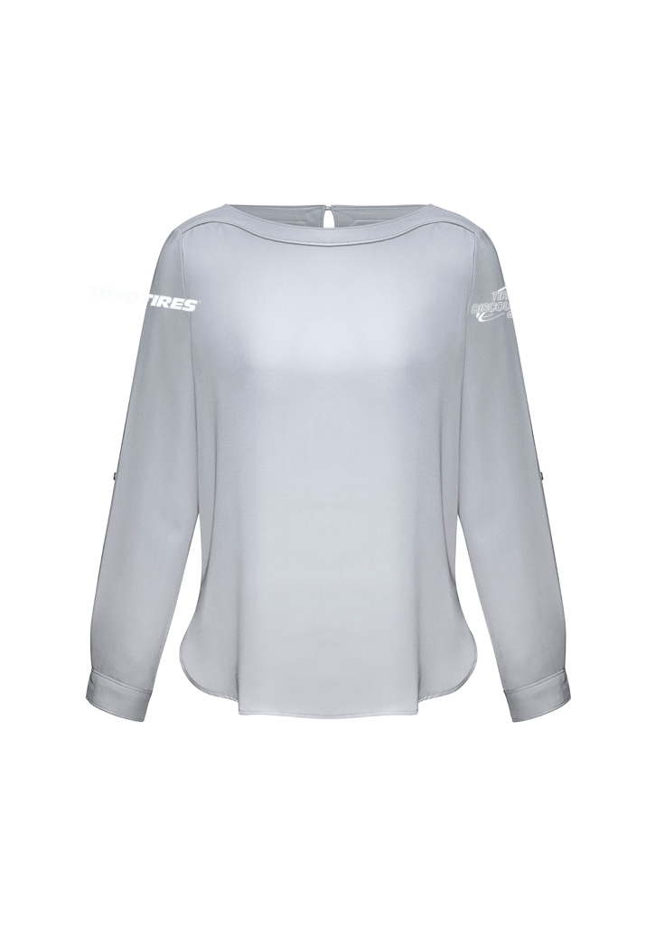 S828LL_SilverMist_Front TDG Toyo Ladies' Boatneck Blouse - Image 1