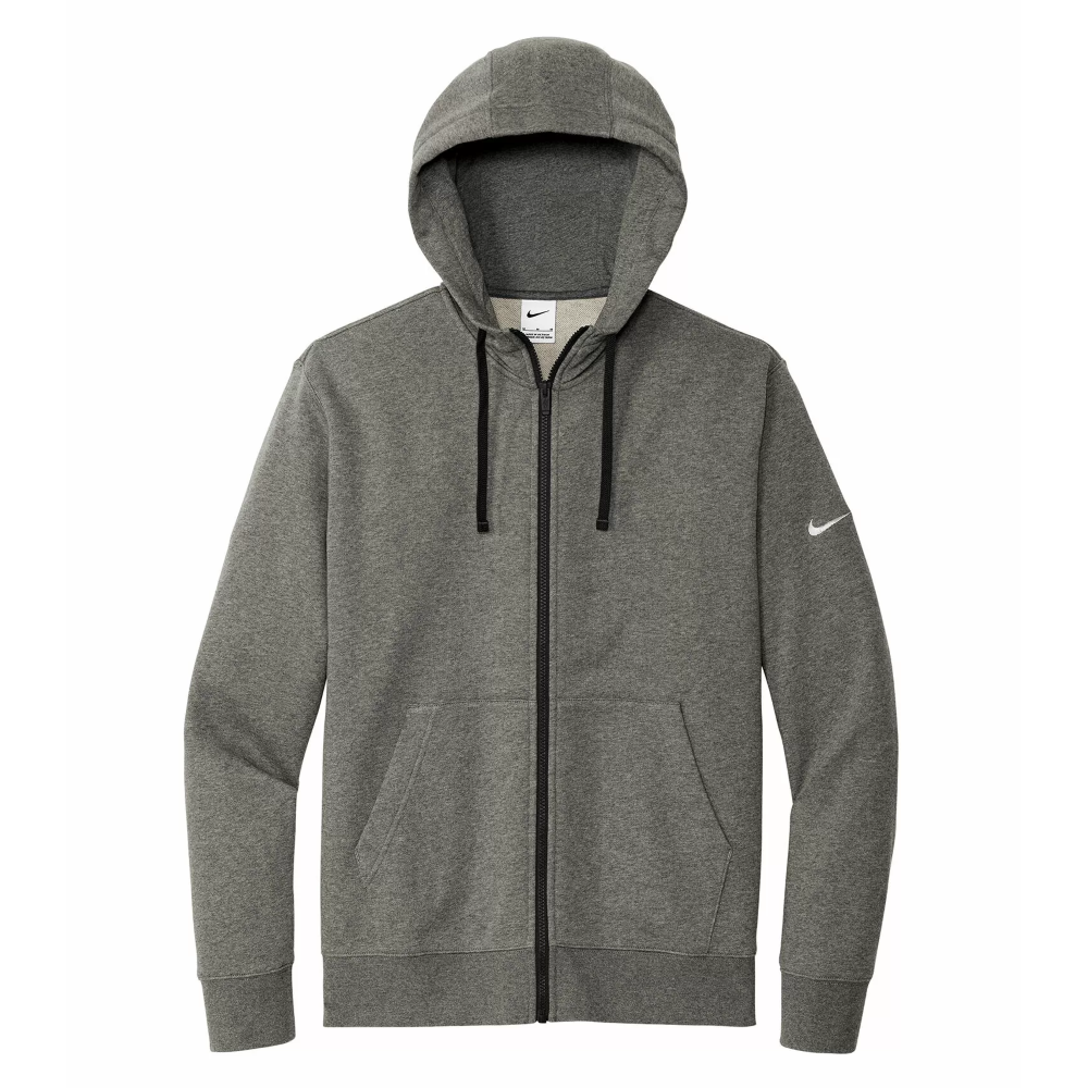 DR1513 Anthracite Nike Club Fleece Full-Zip Hoodie - Image 1