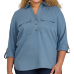 Denver Hayes Women's Long Sleeve Tencel Pullover Utility Shirt - Image 2