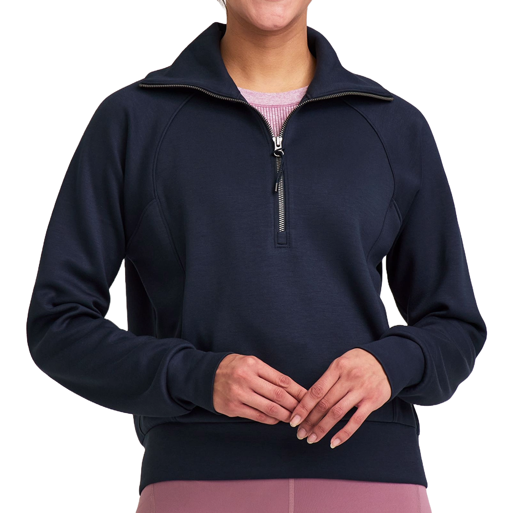 3AFCSHSP6-355_1000px_navy_front Shambhala Women's 1/4 Zip Pullover Sweater - Image 1